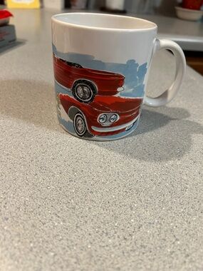 GTC White Ceramic Mug with Red Classic 1964 Covair Car Graphic